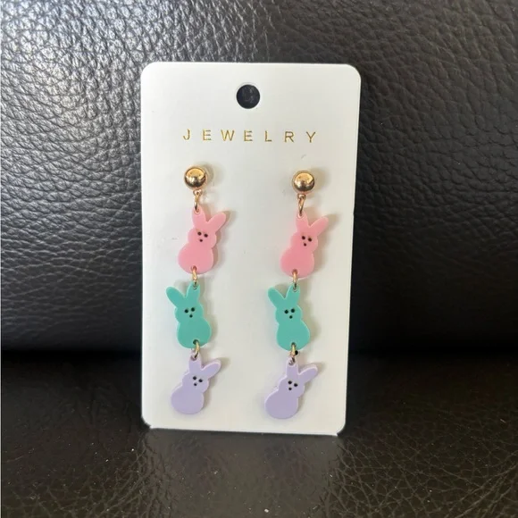 Pastel Color Bunny Drop Earrings - Picture 3 of 4